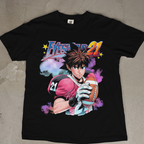 Retro anime football shirt with Eyeshield 21 colorful design print.