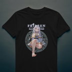 Unique anime graphic shirt with barefoot female character design inspired by Frieren