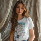 Soul Eater fan shirt featuring Maka Albarn holding scythe with Soul Evans, ideal for anime lovers.