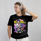 Bold anime concert style t-shirt with Jirou from My Hero Academia and vibrant design.