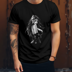 This Gothic Oni Mask T-shirt from Ironchain19 features a dark anime girl illustration, perfect for fans of gothic and alternative clothing.
Worn by a cool guy.