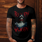 Dark Aesthetic apparel featuring a vampire queen with blood dripping from her mouth.
